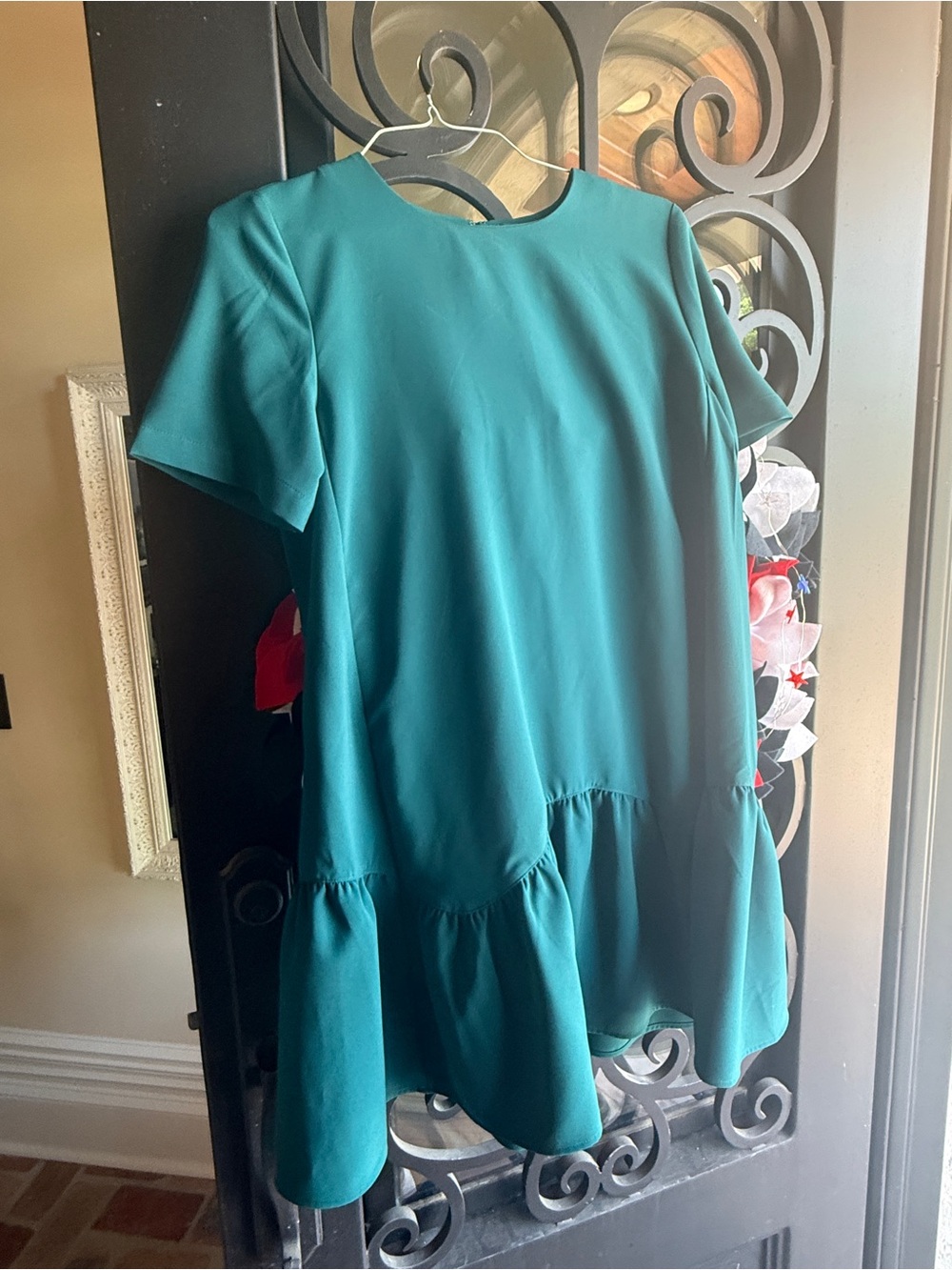 Loft  Teal Ruffle Hem Dress